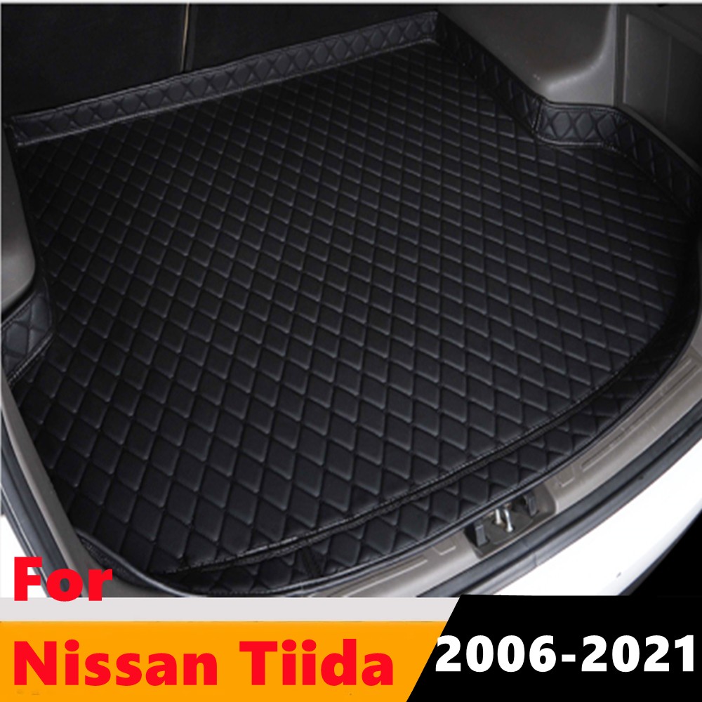 Sengayer Car Trunk Mat All Weather Auto Tail Boot Luggage Pad Carpet High Side Cargo Liner Fit For Nissan Tiida 2006 2007-2021