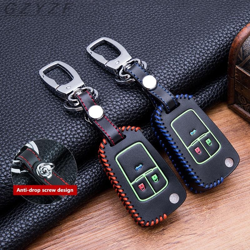 New Luminous Leather Car Key Case For Chevrolet Cruze Aveo Trax Opel Astra Corsa Meriva Zafira Antara J Mokka Badge For Buick