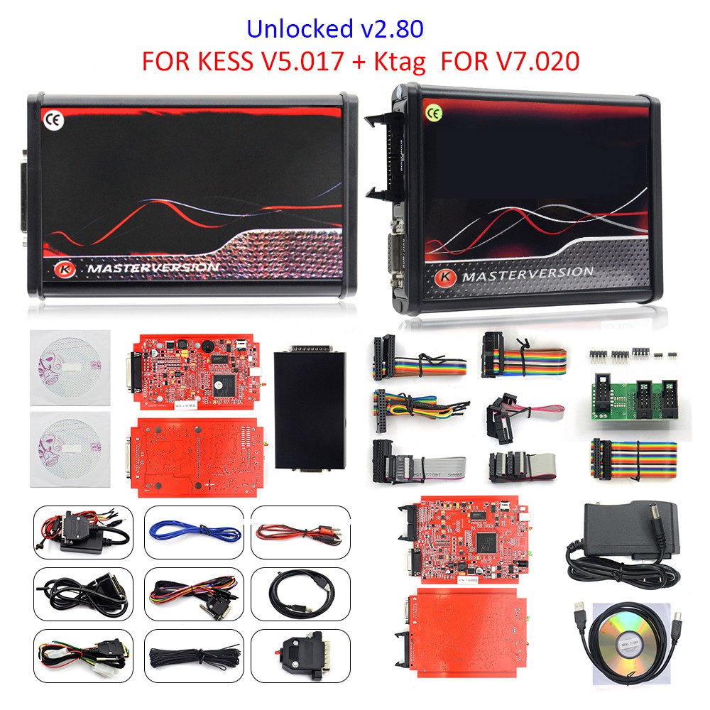 No Tokens Online 2.8 EU Red KESS KTAG V5.017 OBD2 Manager Tuning K-T V7.020 4 LED BDM Frame K-T Automotive ECU Programmer