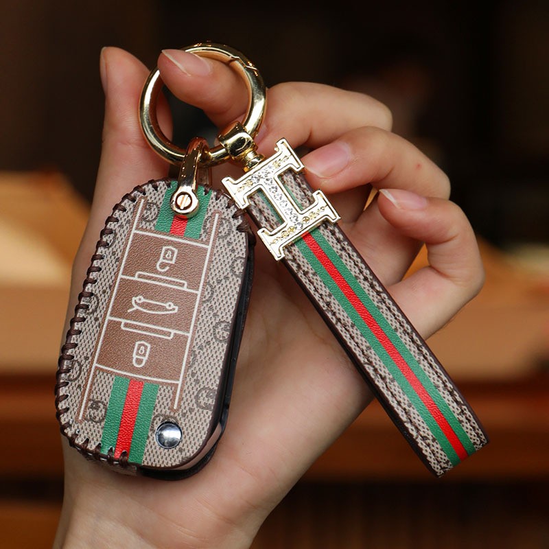 Luxury Car Key Case Leather Fob Protector Keychain for Citroen C-Quatre C3xr C5x C4lc C5 Aircross C6 Accessories Keyring