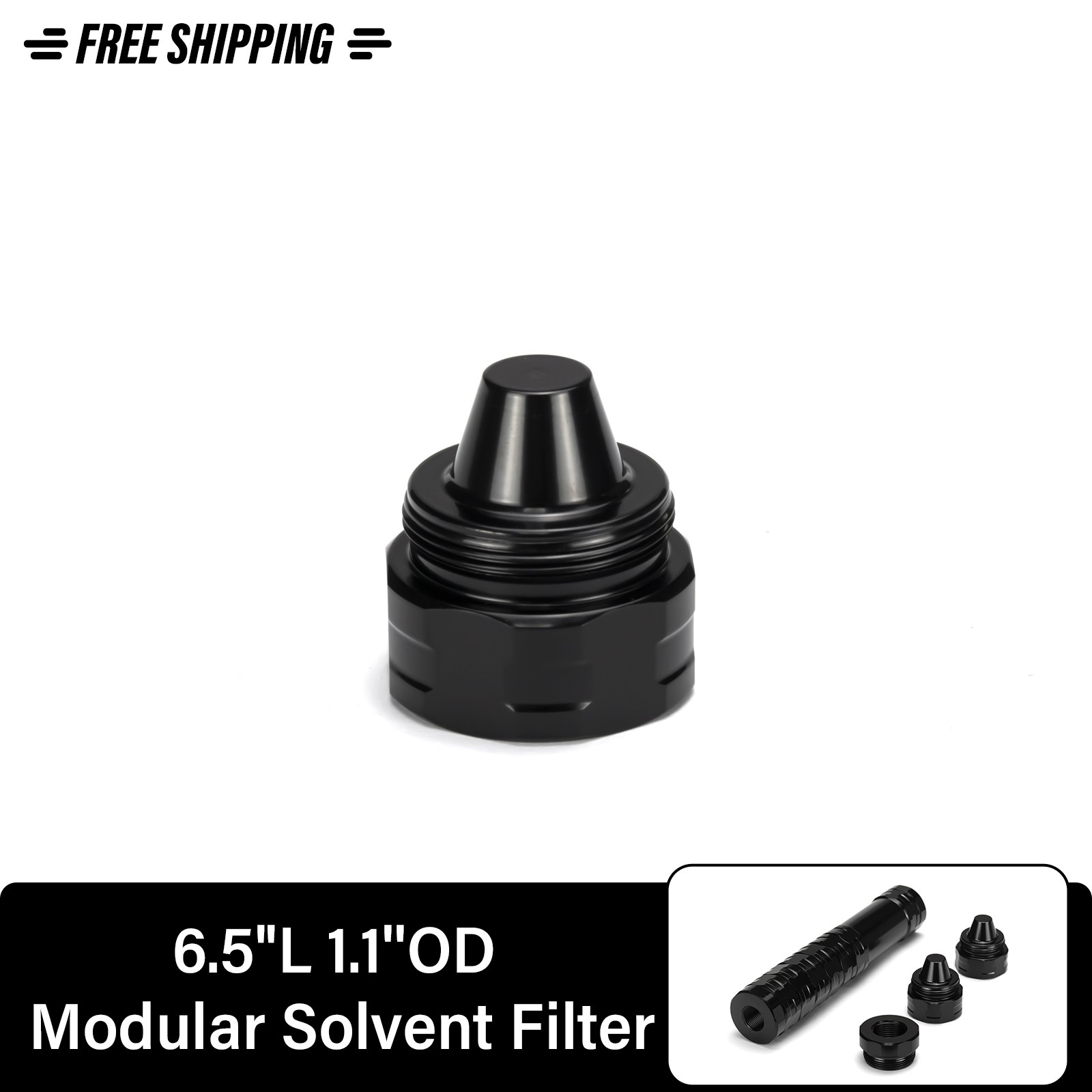 6.5" L 1.1" OD Stainless Steel Two End Caps 5/8x24 + 1/2x28 Units Solvent Cleaning Tube MST Filter Assembly With 8x Screw Cones Cups