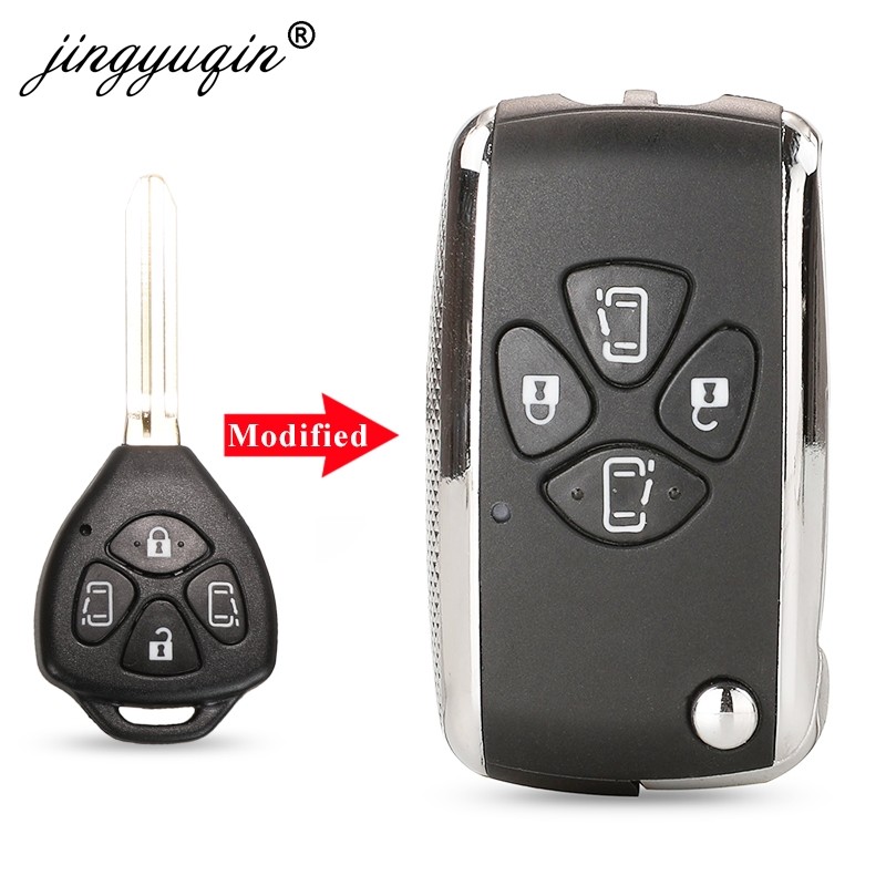 jinyuqin Modified 4 Button Flip Key Shell For Toyota Alphard Corolla RAV4 Yaris Prado Camry Crown Avalon Remote Key Case Upgrade