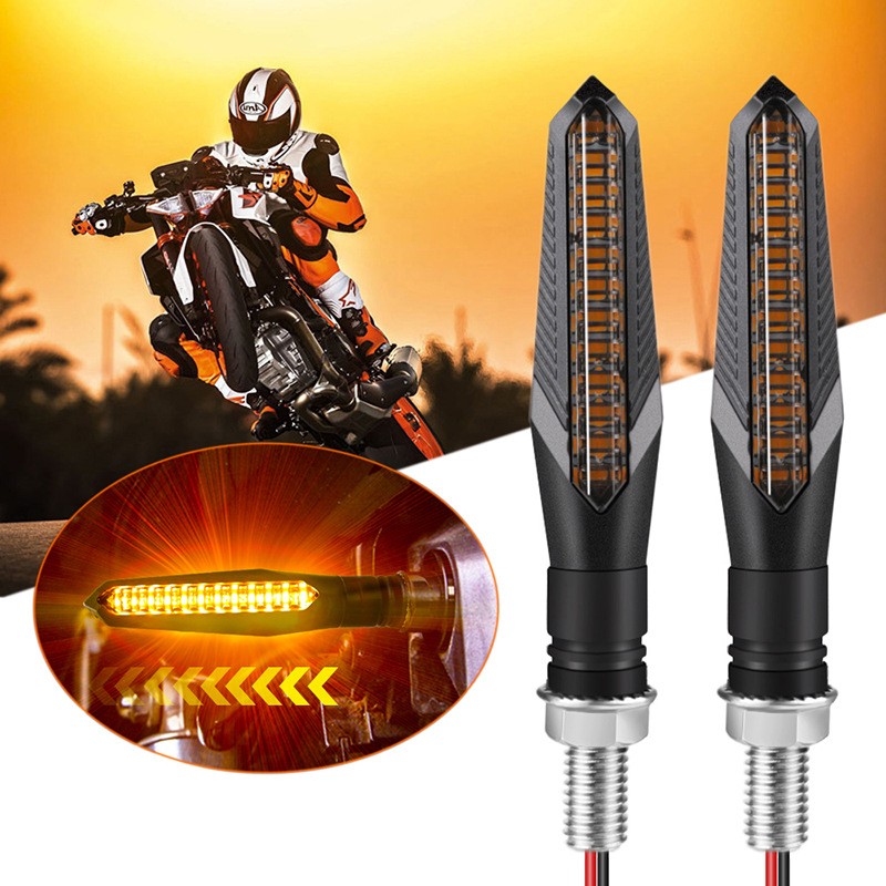 2pcs Motorcycle LED Turn Signals Indicator 12V Amber Flasher Arrow Signals Light