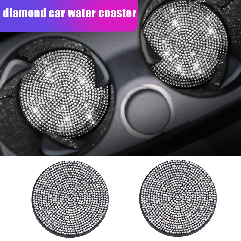 Anti-slip mat car water coaster universal diamond studded car anti-slip pad coaster diamond anti-slip mat interior accessories