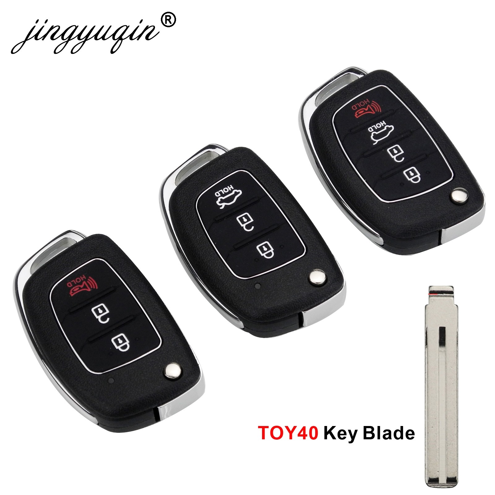 jingyuqin 10pcs/lots 3/4BTN Remote Key Fob Shell For Hyundai HB20 Santa Fe IX35 IX45 Accent I40 Flip Flip Key Cover