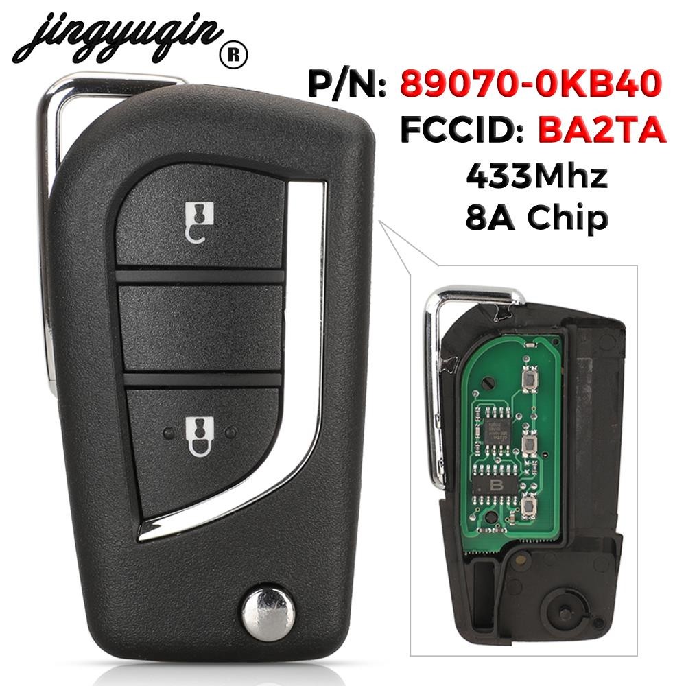 jingyuqin 2 Buttons For Toyota Hilux 2015 2020 Flip Remote Car Key 433MHz 8A Fob Chip FCC ID: BA2TA P/N: 89070-0KB40