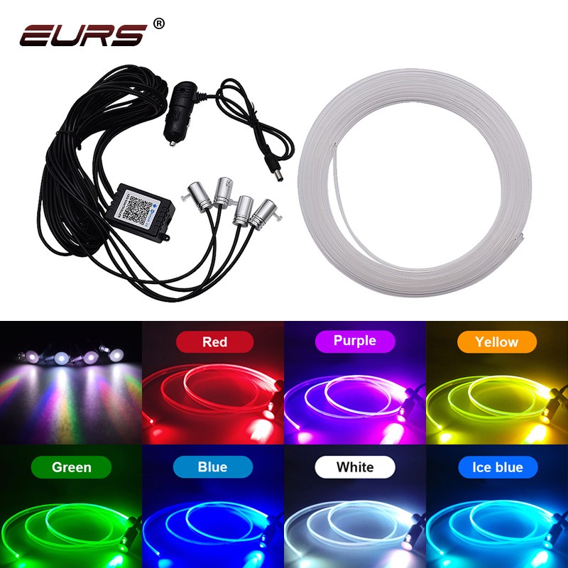 Car Led Decorative Light Atmosphere Lamps Car Party EL Wire Strip Light Auto Dashboard Audio Active APP Control Kit 4m/6m/8m