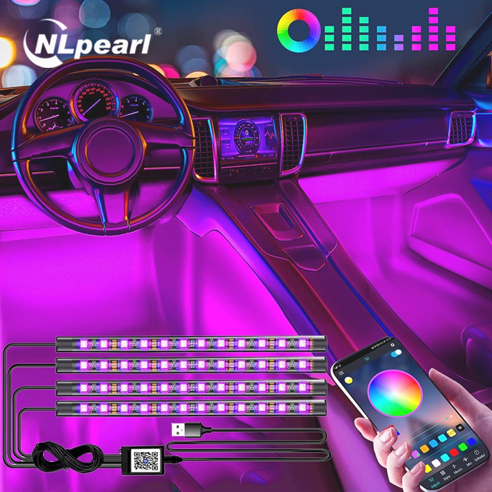 NLpearl Car LED Auto Interior Decorative Lights Car LED Foot Light 36/48 LED Atmosphere Lamp Ambient Lamp Remote Control