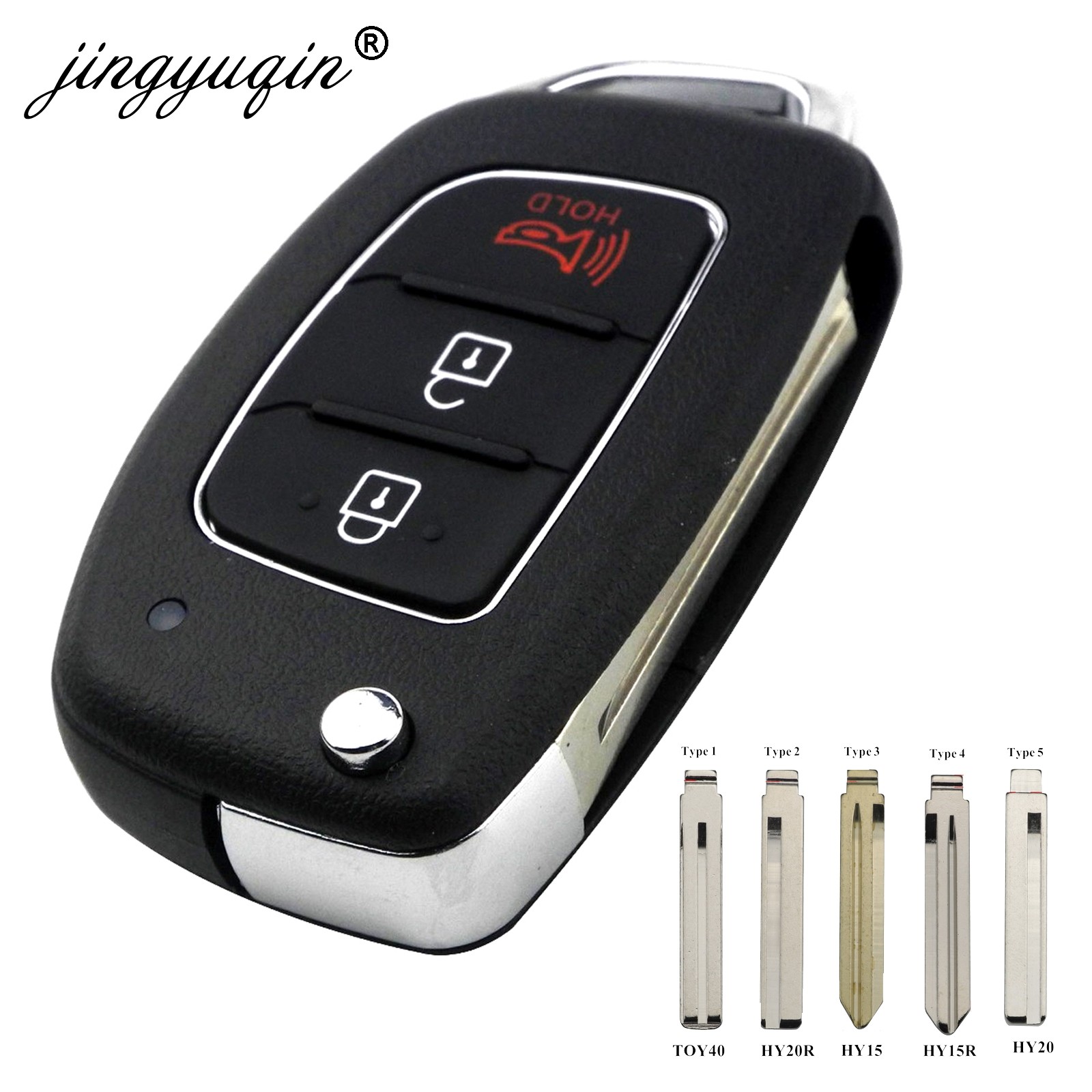 jingyuqin 10pcs 3 Button Car Remote Key Case For Hyundai HB20 IX35 I45 Santa Fe Accent I40 I20 HY15/HY20/TOY40 Blade Fob Shell