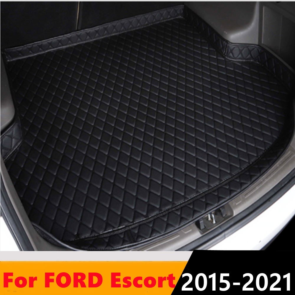 Cengair Car Trunk Mat All Weather Auto Tail Boot Luggage Pad Carpet High Side Cargo Liner Fit For Ford Escort 2015 2016 17-2021