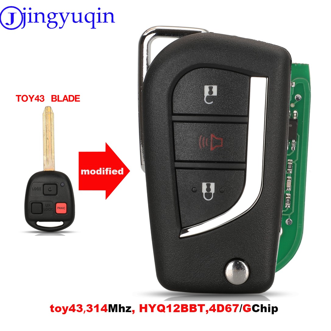 jingyuqin 314MHz ASK 3 Button Remote Key 4D67 Chip For Toyota FJ Cruiser Land Cruiser 2003-2009 FCC ID: HYQ12BBT TOY43