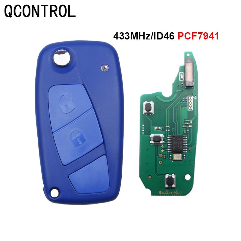 QCONTROL 2 BT ID46 Special Flip Remote Key For Fiat Panda 2003 2004 2005 2006 2007 2008 2009 2010 2011 2012 Replacement Genuine Key