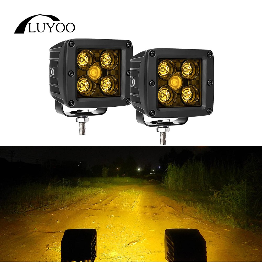 Luyoo 3 Inch LED Light Cubes 12V 24V Amber 3000K Led Work Light Bar For Truck Car Atv 4x4 UTV Boat Spot Driving Offroad Fog Light