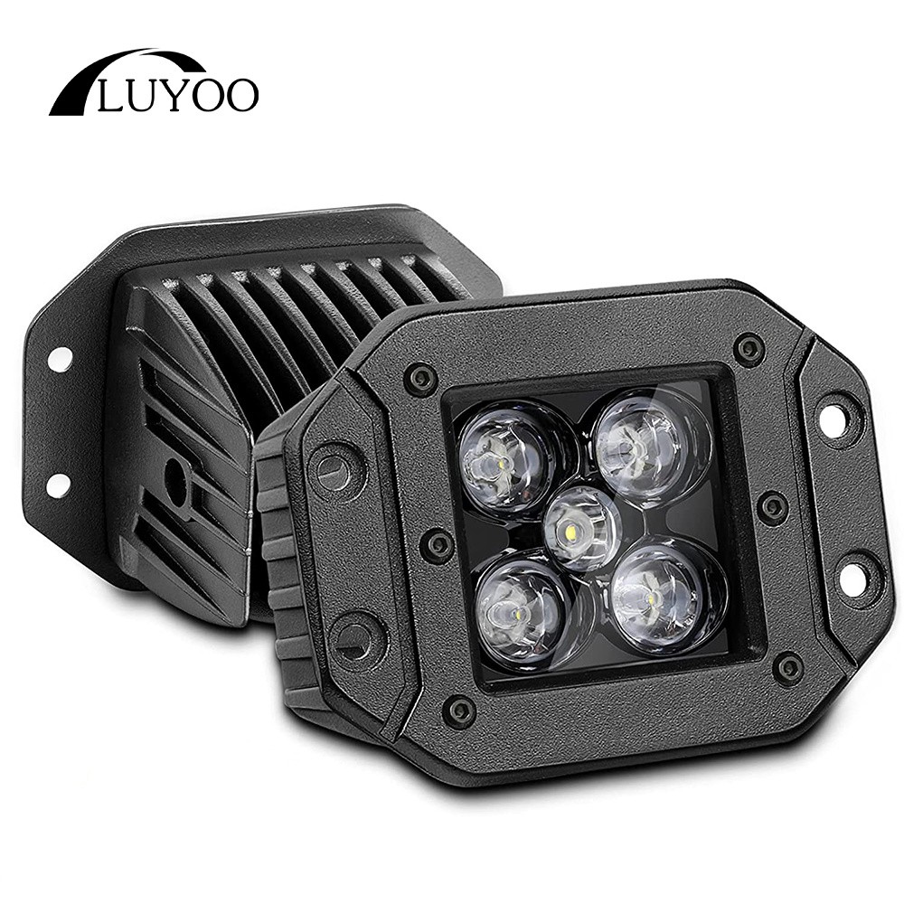 Luyoo 5 Inch White Yellow Flush Mount Led Pods Work Light Bar For Offroad Truck Atv 4x4 Boat Car Spot 3000k 6000K LED Fog Lights