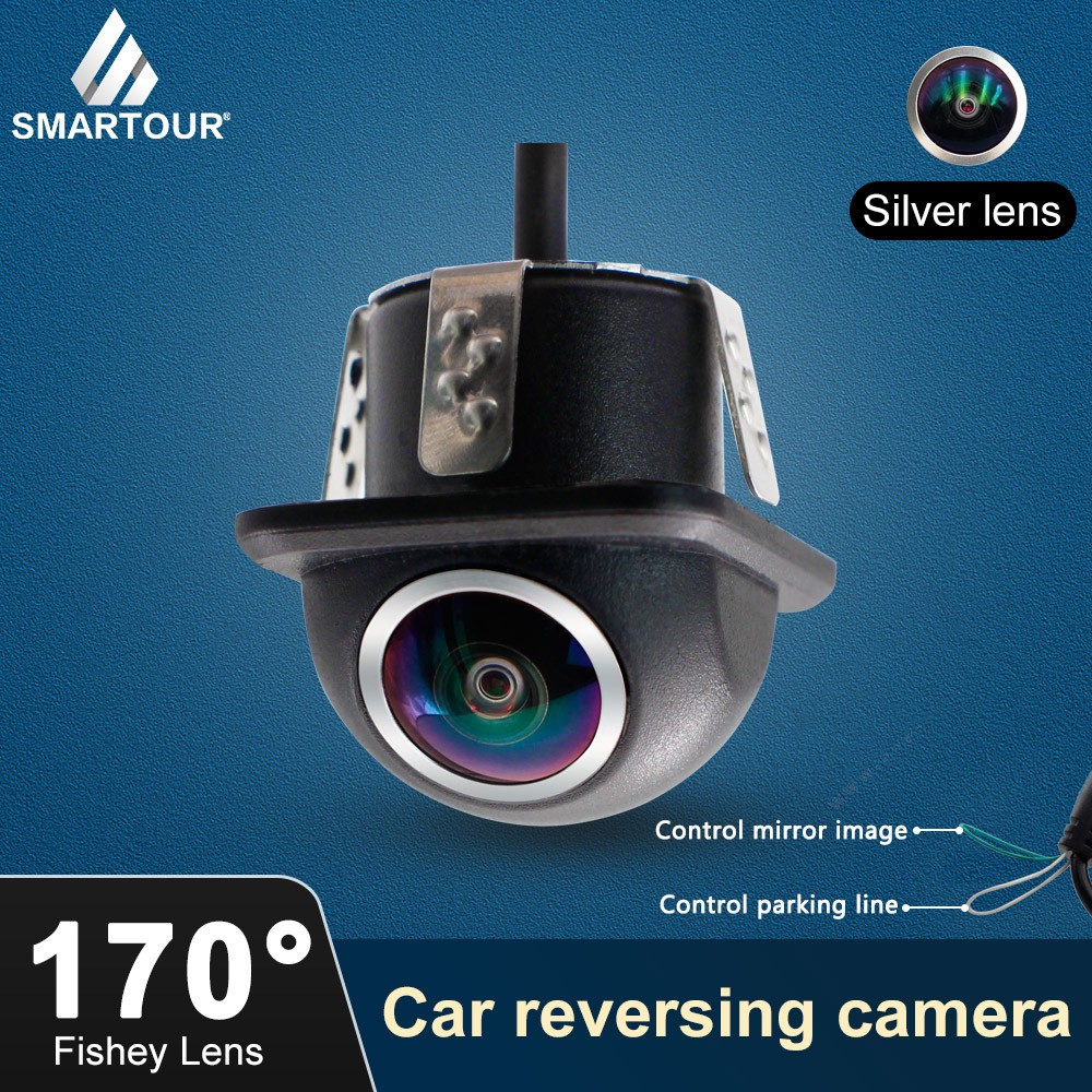 Smartour 170 Degree Reversing Camera Fisheye Silver Lens HD Night Vision With Parking Line Car CCD Punch Front Rear View Camera