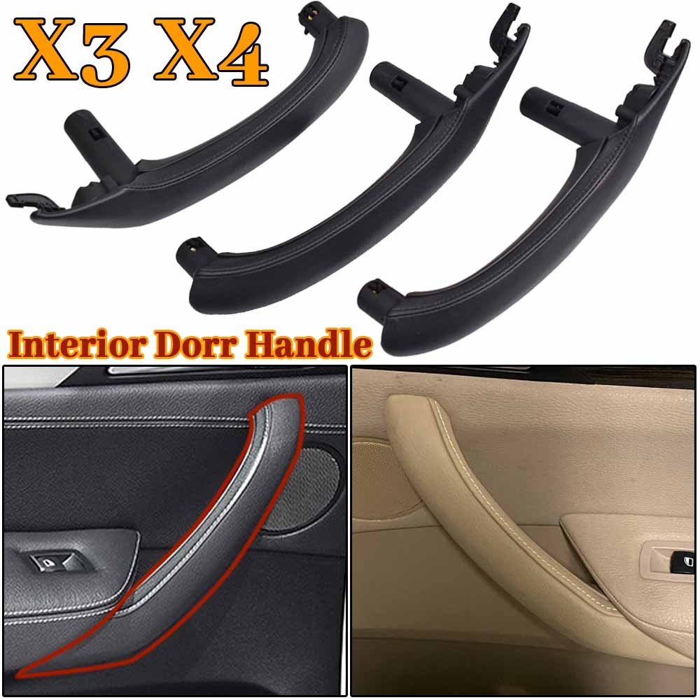 Interior Door Armrest Pull Handle Black Leather Exterior Cover Full Set For BMW X3 X4 F25 F26 2010 2011 2012 2013 2014 2015 2016