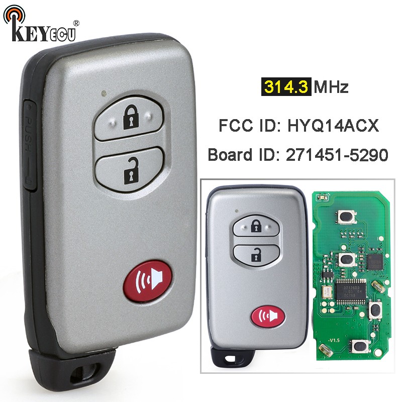 KEYECU 314.3MHz Board ID: 27145-5290 HYQ14ACX Smart Card Remote Key Fob for Toyota Prius C V 4Runner Venza 2009-2019