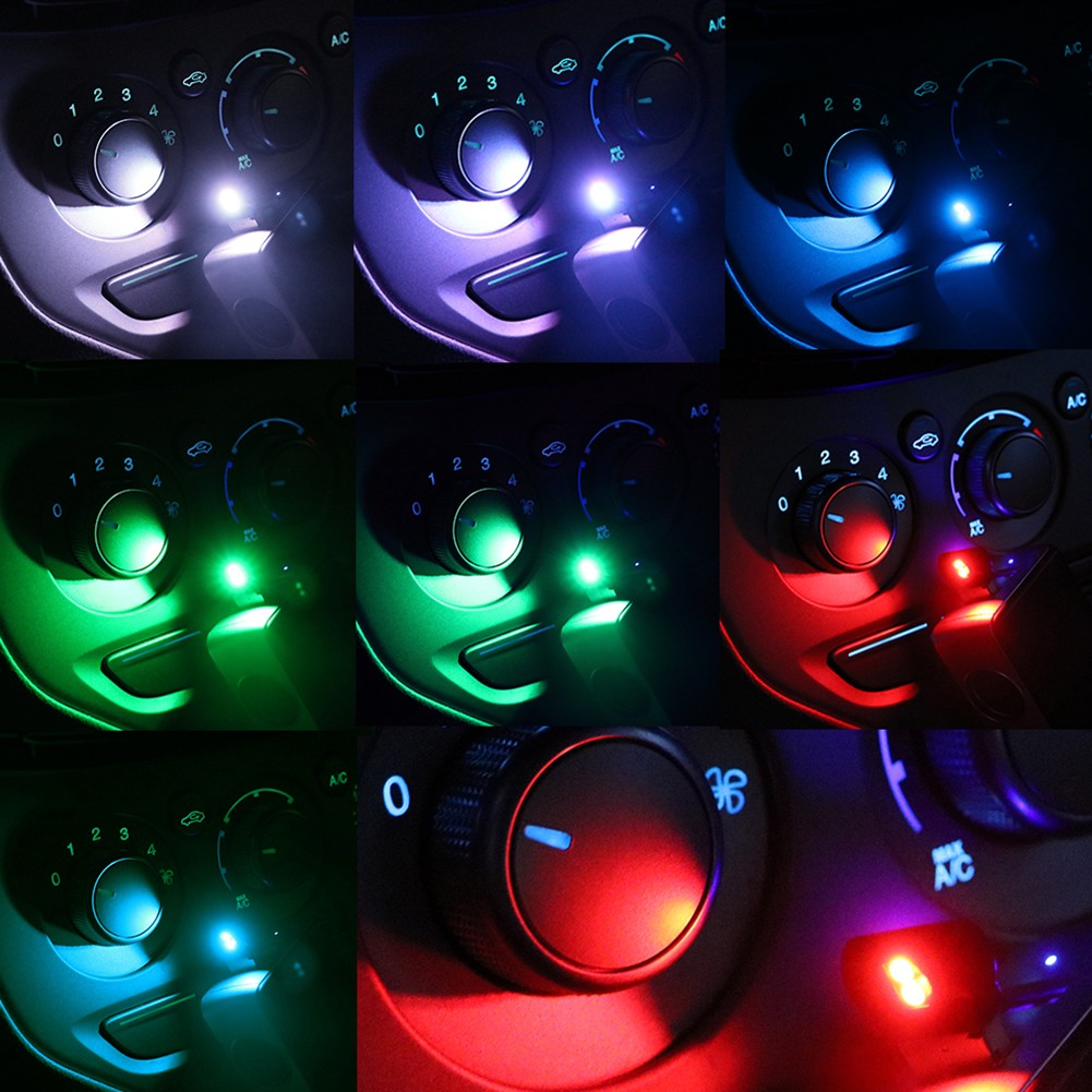 Mini USB LED Car Colorful Night Lights Auto Interior Atmosphere Light Emergency Lighting Light PC Auto 8 Colors Decorative Lamp