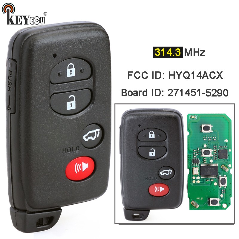 KEYECU 314.3MHz Board ID: 27145-5290 HYQ14ACX Smart Card Remote Key Fob for Toyota Prius 2010 2011 2012 2013 2014 2015