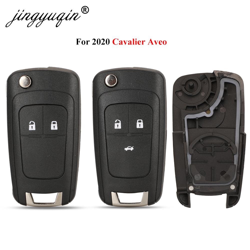 jingyuqin Flip Flip Remote Car Key Case For 2020 Chevrolet Cavalier Aveo 2 3 Buttons HU100 Key Fob Blade