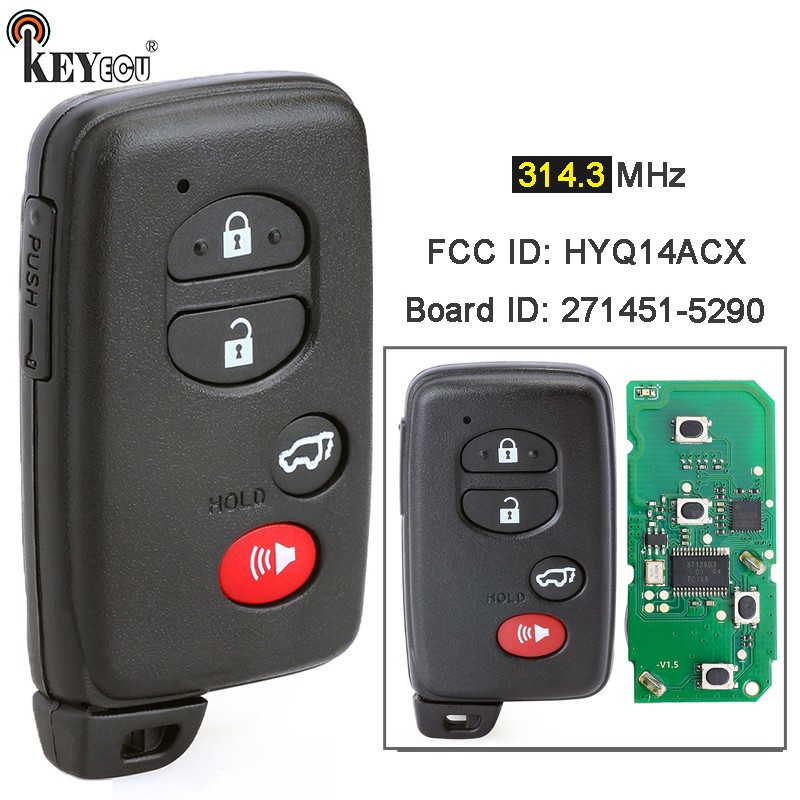 KEYECU 314.3MHz Board ID: 27145-5290 HYQ14ACX Smart Card Remote Key Fob for Toyota Venza 2009 2010 2011 2012 2013 2014 2015 2016
