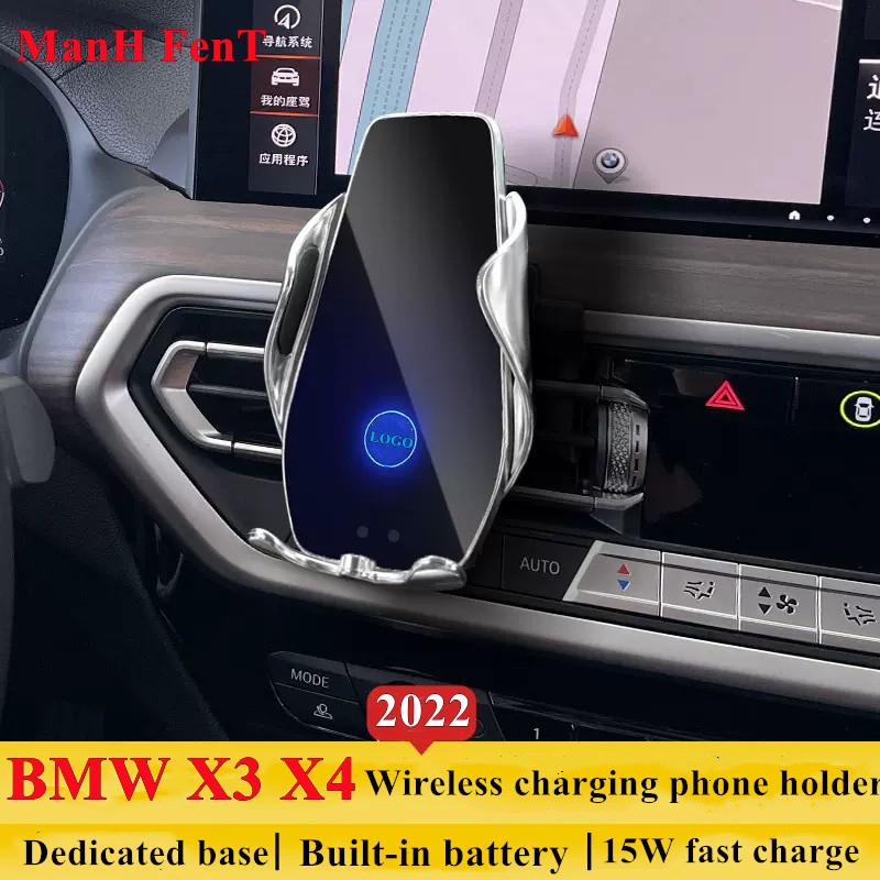 For BMW X3 X4 IX3 2022 Car Phone Holder Air Vent Wireless Charger 360 Rotating Navigation Bracket Support GPS