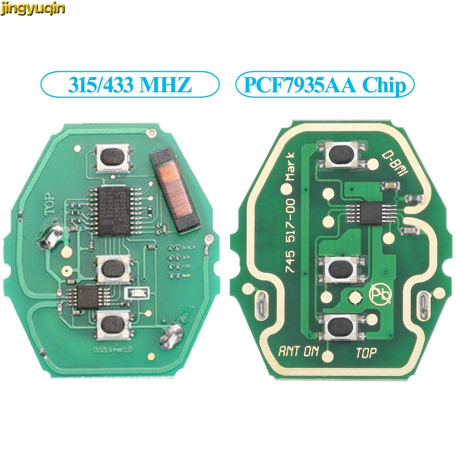 jingyuqin Remote Car Circuit Board Switch ASK 315/433MHz ID46 PCF7953 For BMW E38 E39 E46 EWS System 3 Buttons