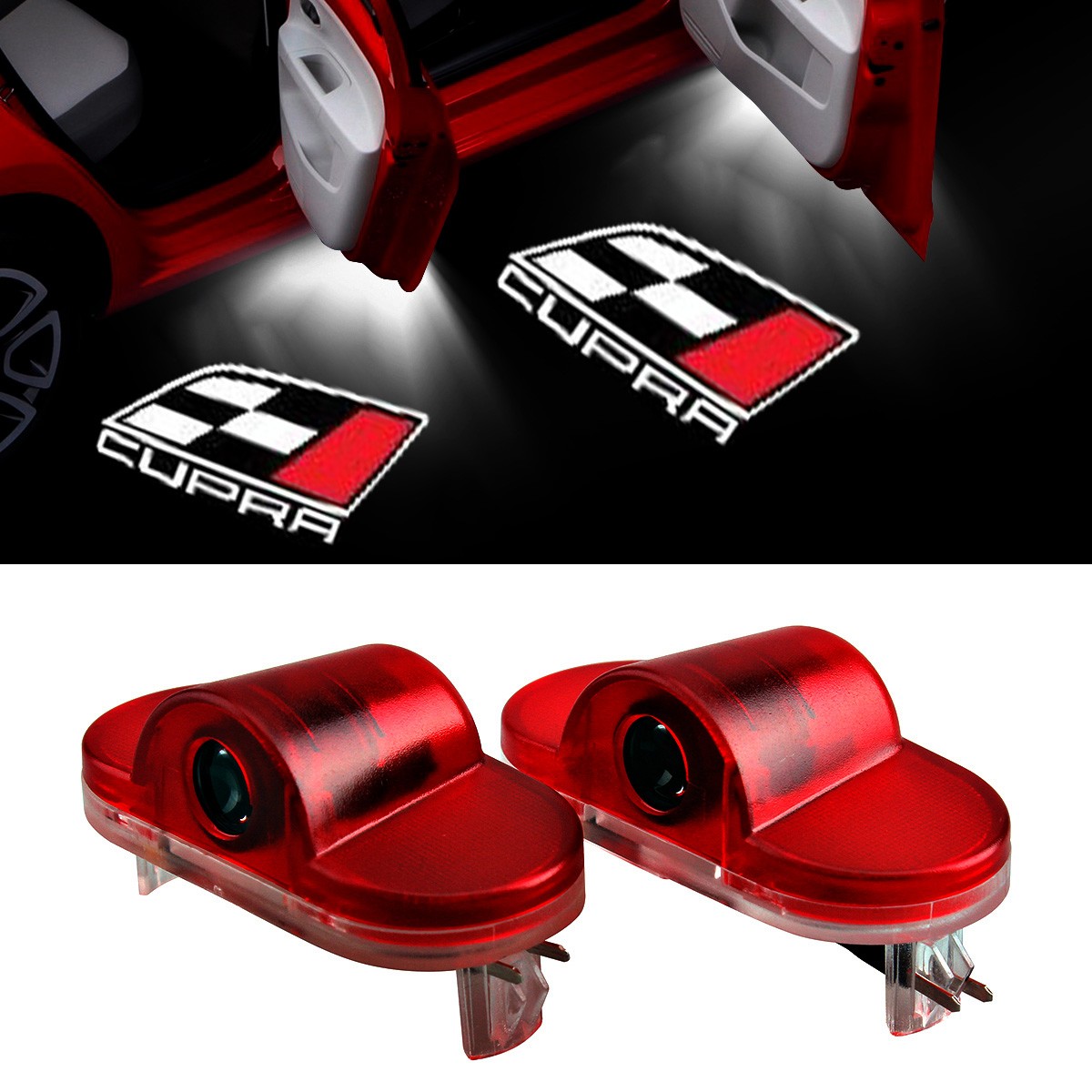 2pcs CUPRA Logo Light For SEAT Car Door Light SEAT CUPRA Alhambra Leon MK1 MK2 Car Styling CUPRA LED Insignia Light Foot Lamp