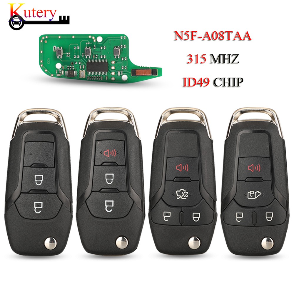 Kootri N5F-A08TAA Folding Remote Smart Car Key for Ford Escort Fusion Transit F150 F250 ID49 PCF7945P Chip 315MHZ 2/3/4 Buttons