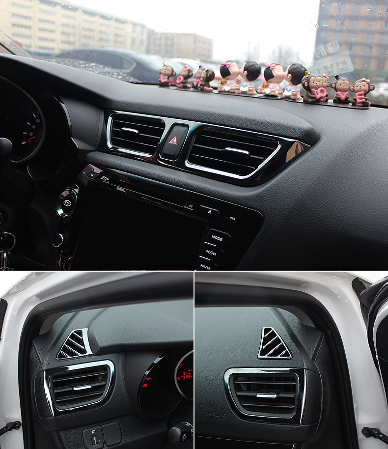 5pcs/set car styling, car air vent cover trim decoration frame fit for Kia Rio 3 K2 2011-2014 2015 2016car accessories