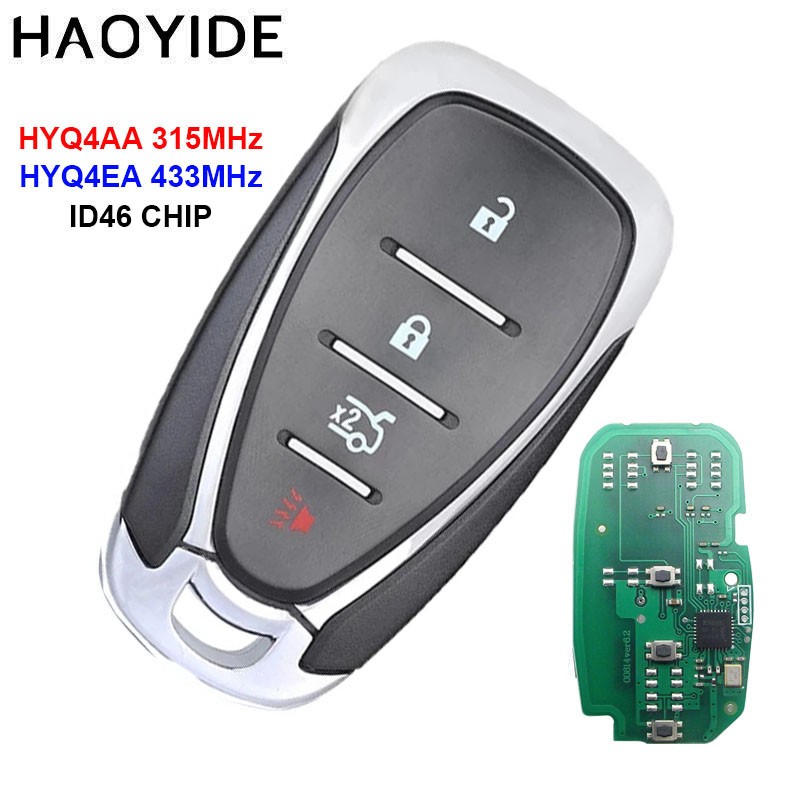 HAOYIDE Smart Remote Car Key 4 Buttons ID46 for Chevrolet Cruze Camaro Malibu Equinox Spark Sonic HYQ4AA 315Mhz HYQ4EA 433Mhz