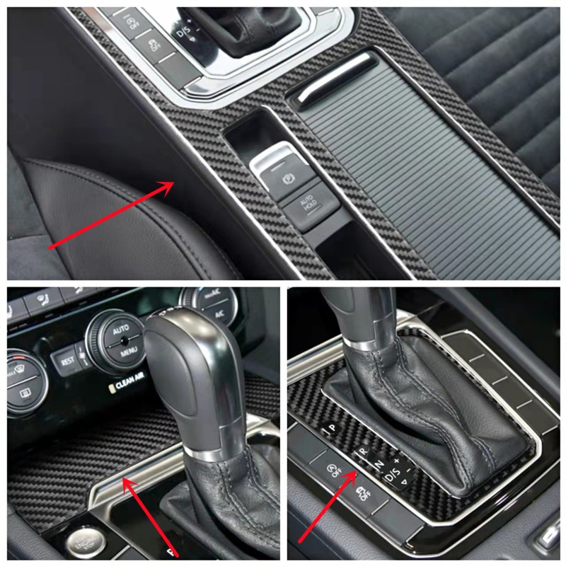 Carbon Fiber Car Interior Molding Decoration Sticker for Volkswagen VW Magotan Wharton Gear Shift Panel Cover Trim Accessories