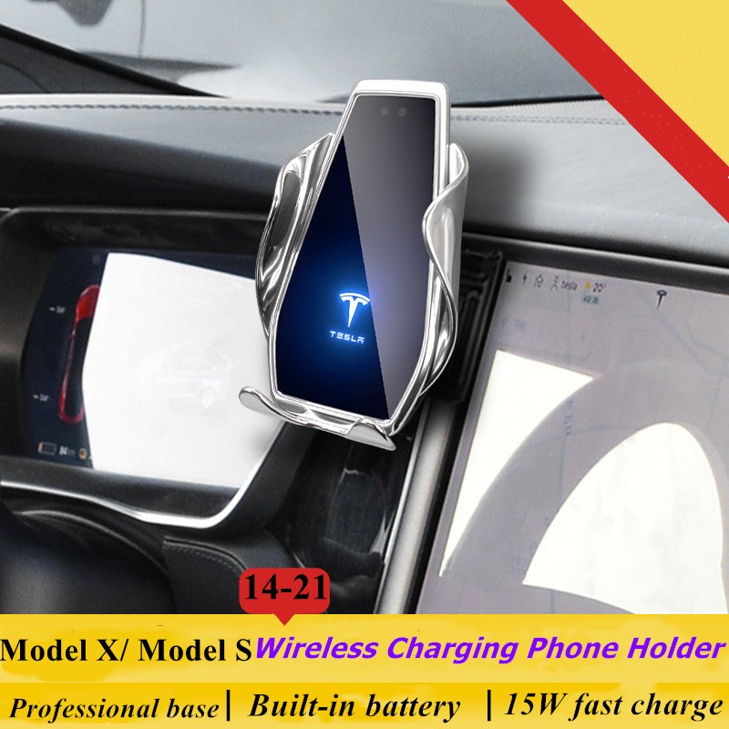 ل تسلا نموذج X نموذج S 2014-2021 حامل هاتف السيارة تنفيس الهواء شاحن لاسلكي 360 الملاحة قوس دعم غس