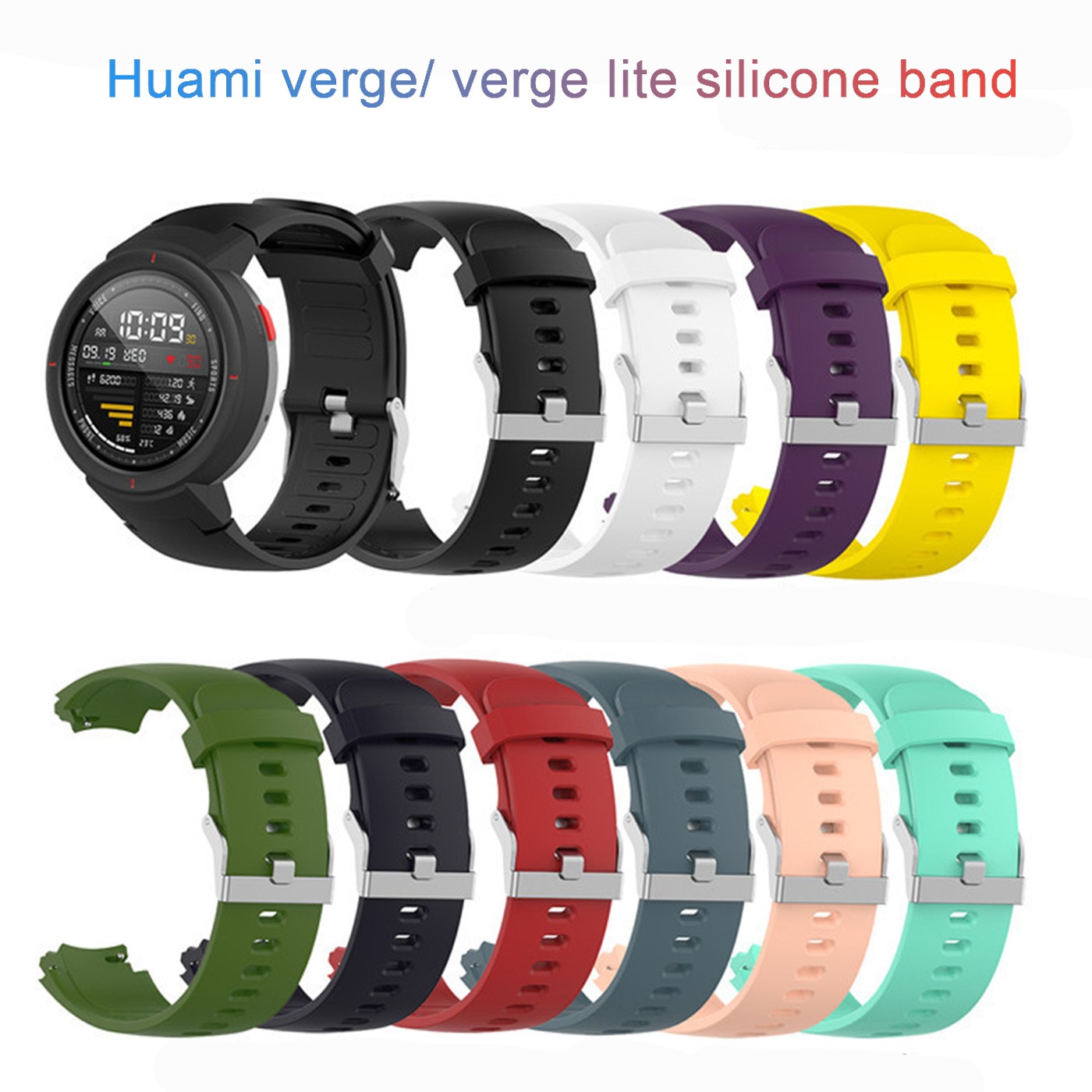 شريط سيليكون ل Amazfit Verge/verge Lite الرياضة سيليكون الفرقة استبدال الفرقة ل Huami Verge/verge لايت الإفراج السريع مشبك