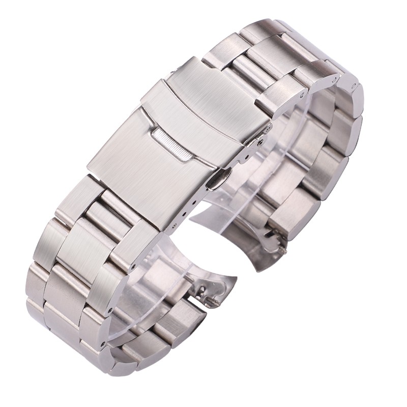 20mm 22mm watch bracelet stainless steel silver black curved end watches women men metal watch strap