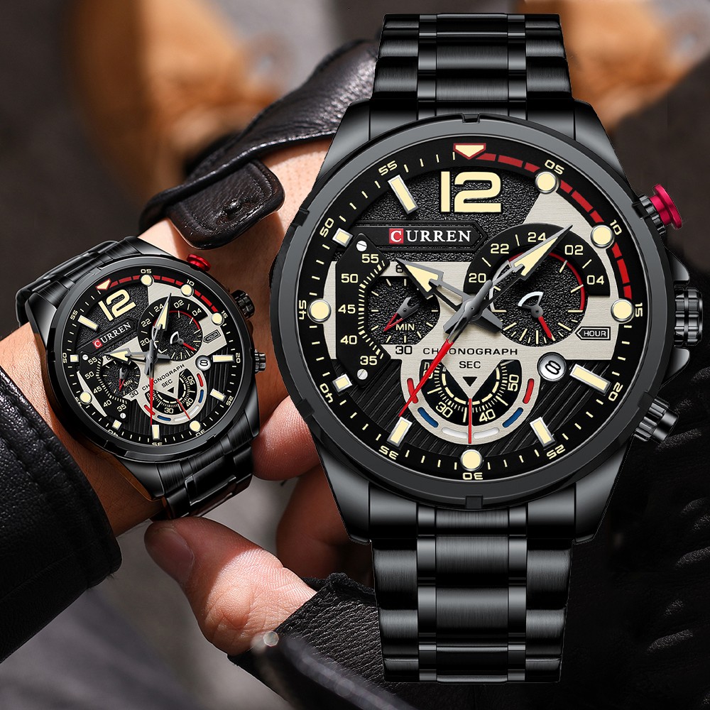 CURREN Casual Business Chronograph Waterproof Stainless Steel Men's Watch New Luxury Fashion Quartz Men's Watches