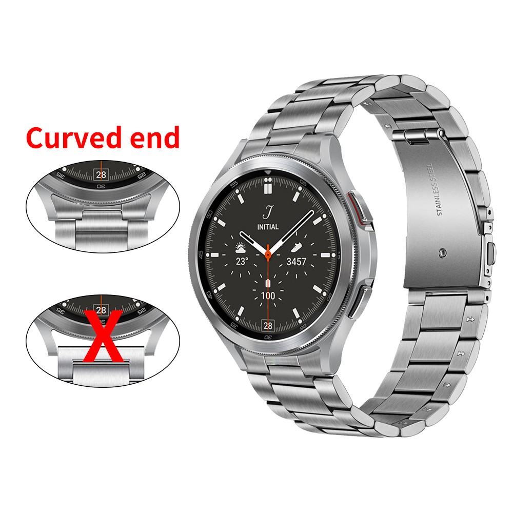 Curved End Stainless Steel No Gap Metal Band For Samsung Galaxy Watch 4 Classic 46mm 42mm 44mm 40mm Replacement Strap Bracelet