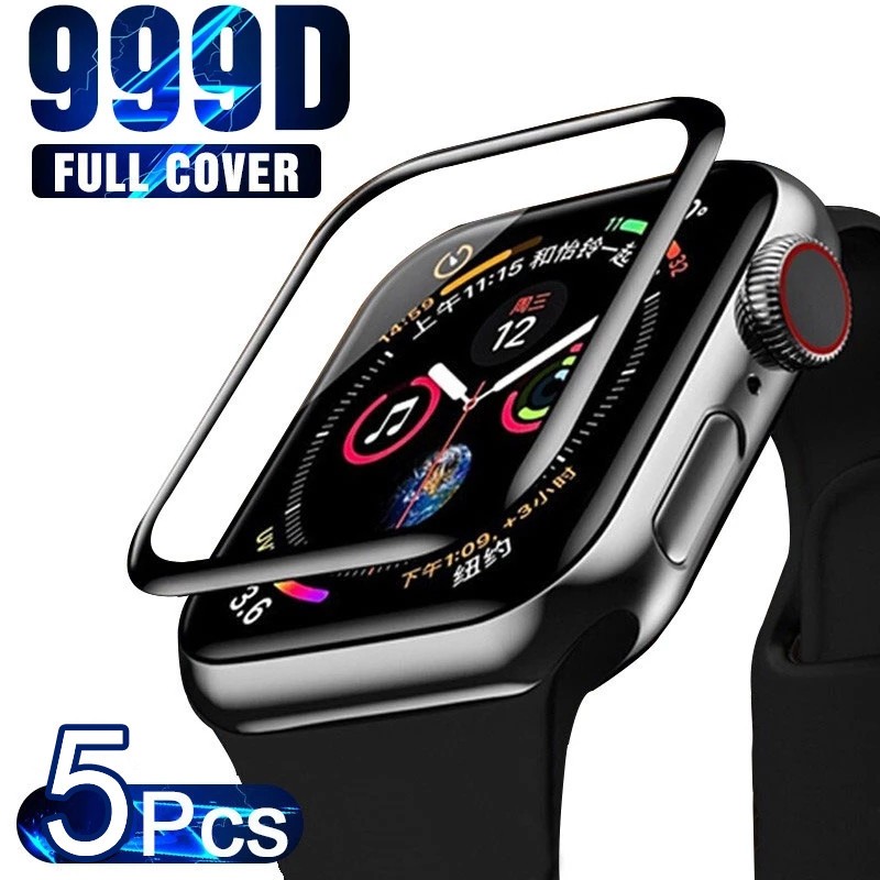 5pcs for Apple Watch Tempered Screen Protector 41mm 45mm 7 6 5 4 3 SE for IWatch Series 6 5 4 3 44mm 40mm 38mm 42mm Soft Glass