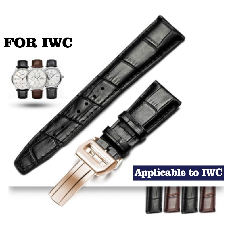 Leather strap 22mm men waterproof suitable for IWC Portuguese watch strap 7 leather strap Portuguese pilot strap bracelet brown