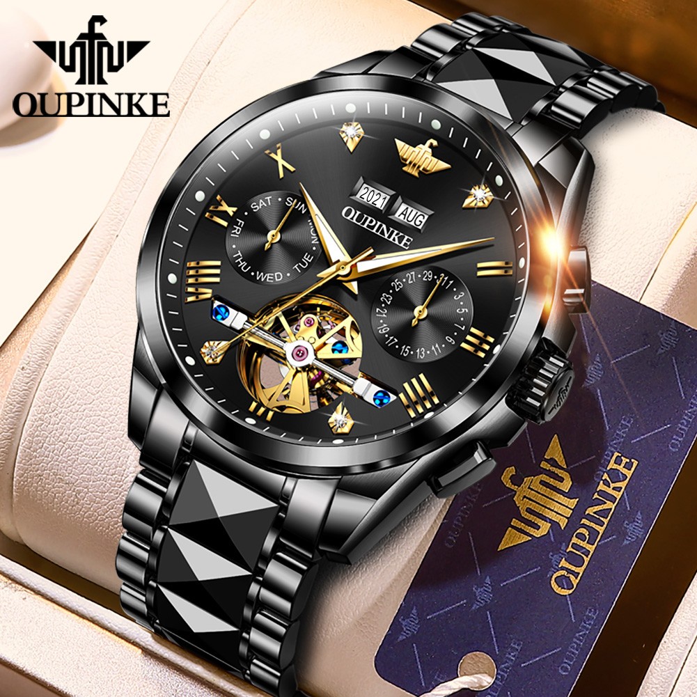 Original OUPINKE luxury automatic men's watch mechanical sapphire crystal waterproof fashion top brand hollow wristwatches