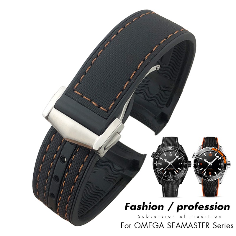 19mm 20mm 21mm 22mm Rubber Leather Watchband Fit For Omega Planet Ocean Seamaster Diver 300 Silicone Nylon Sports Watch Strap