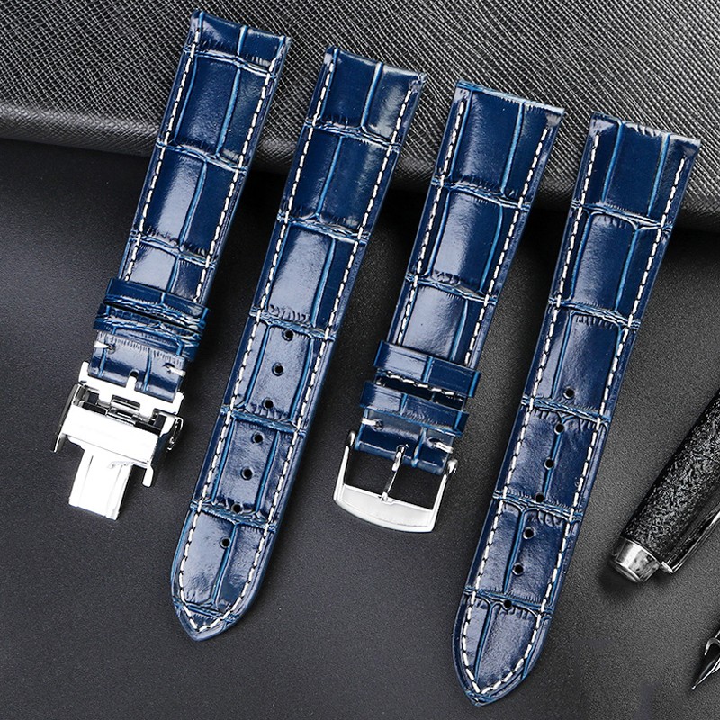 It is suitable for Longines belt, leather craftsman, moon blue crocodile pattern, exquisite Comcas male belt 19 20 21mm