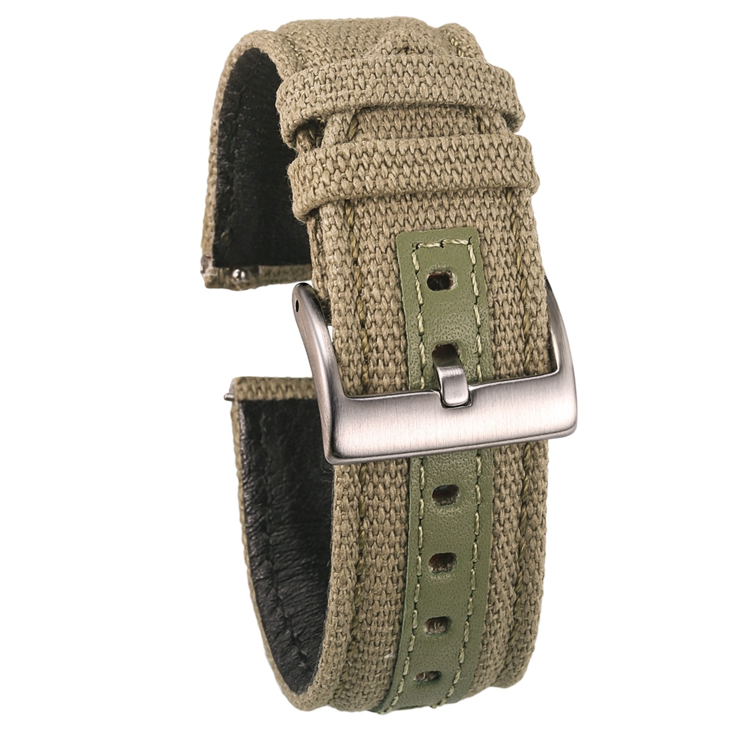 Hemsut - Canvas watch straps, nylon watch straps, green quality, quick release, steel buckle 18mm 20mm 22mm 24mm