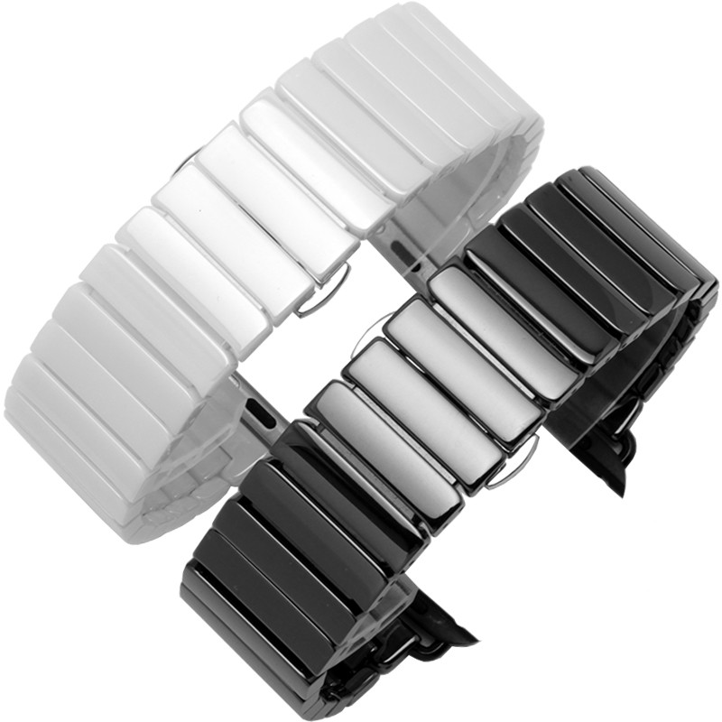 Square+Ceramic Strap for Apple Watch Band 44mm 40mm 42/38mm Butterfly Buckle Watchband Link Bracelet iwatch serie 5 4 3 Se 6 7 45mm