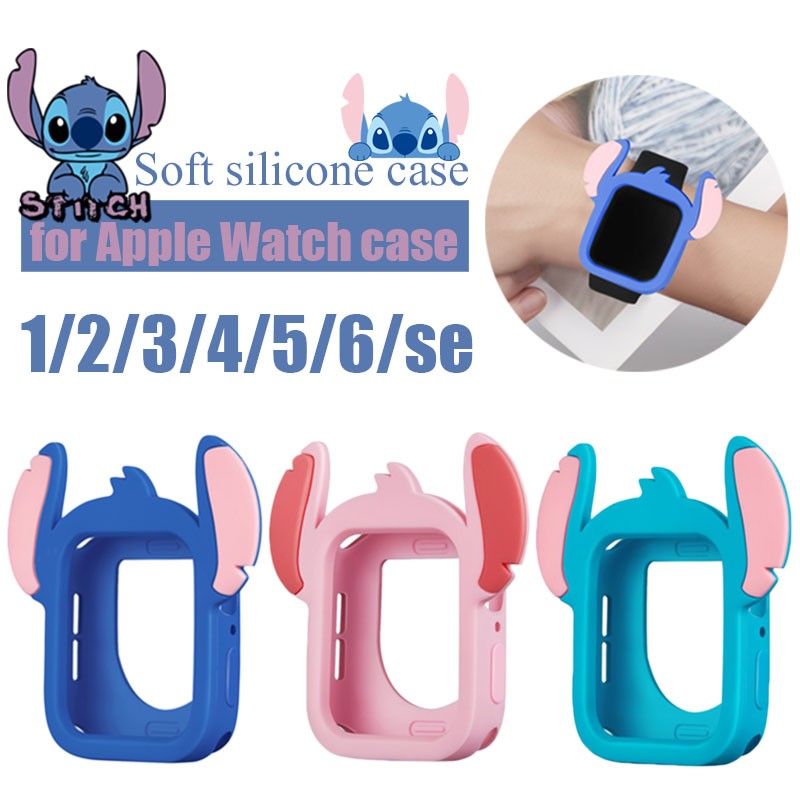 Lilo & Stitch Silicone Case for Apple Watch 6 SE 5 4 40mm 44mm Stereo Ear Cover Protective Cover for iWatch 4 5 6 Bumper