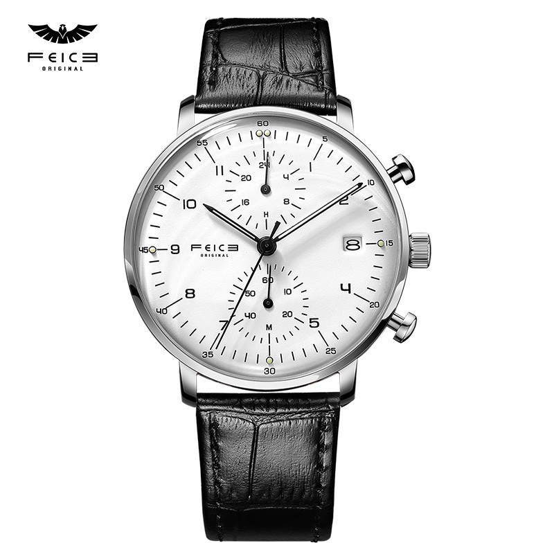 FEICE Quartz Men's Wrist Watch Dual Time Display Business Analog Watches Men's Wristwatch Casual Luxury Men's Watch Sport Watch