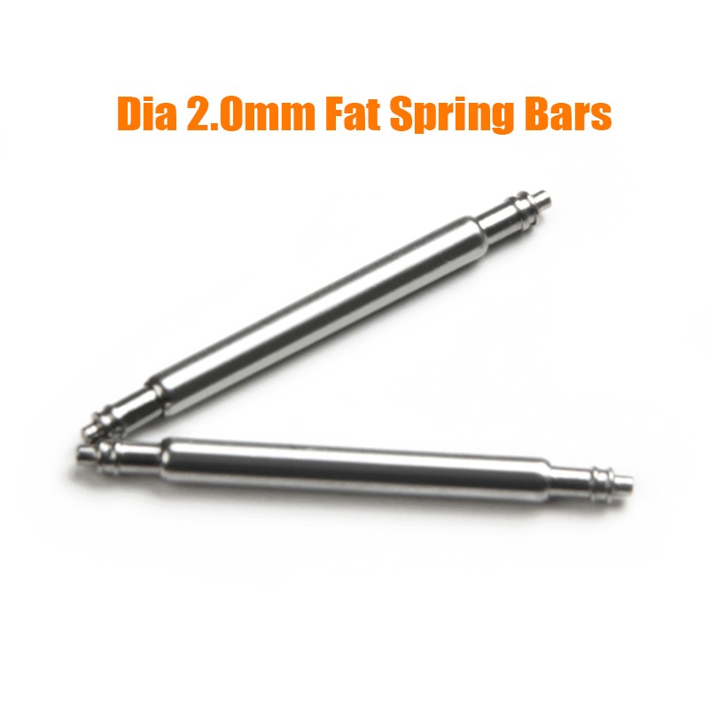 2.0mm Fat Spring Bar Link Pins Fit 16mm 18mm 20mm 22mm 24mm Watch Strap Watch Band Fat Spring Bars Repair Tool for Watchmaker