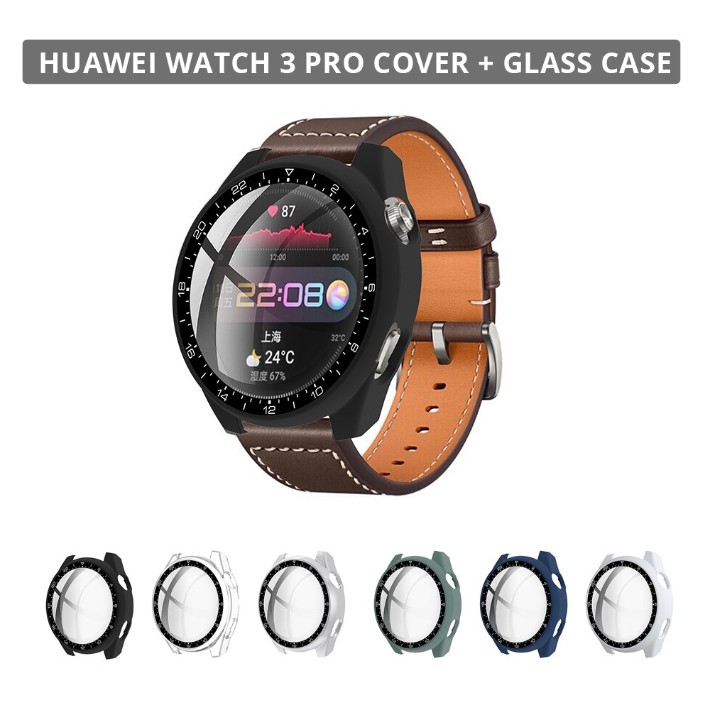 2021 Tempered Glass Film Case With Glass For Huawei Watch 3 Pro 48mm Full Cover Hd Bumper Glass Film Case For Huawei Watch 3 Pro