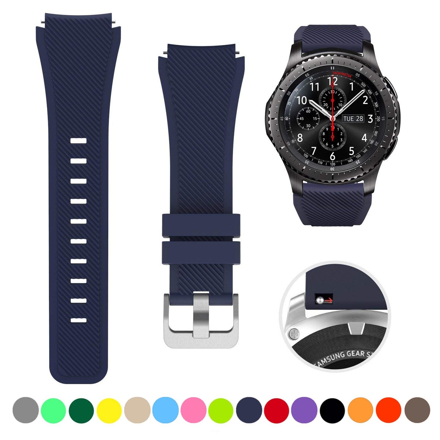 22mm Silicone Band for Samsung Galaxy Watch 46mm Sport Original Strap for Samsung Gear S3 Frontier/Classic Galaxy Watch 3 45mm