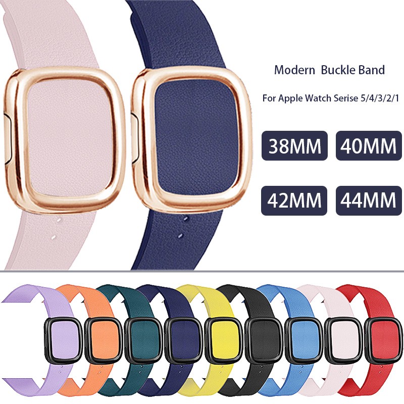 Modern Style Leather Loop Strap for Apple Watch Series 7 6 5 4 3 2 Bands Bracelet for IWatch 38/40/42/44mm Watches Accessories